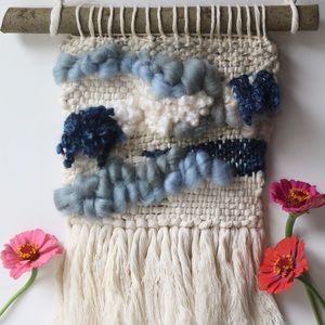 Handmade boho blue wall hanging